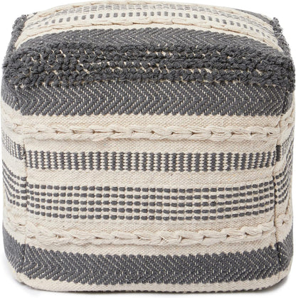 REDEARTH · Tufted Pouf Ottoman with Filler Textured Storage Cube Bean Bag Pouffe Footrest for Living Room, Bedroom, Nursery, Kidsroom; 100% Cotton (17.5"X17.5"X17.5", Precis Descant Gray)