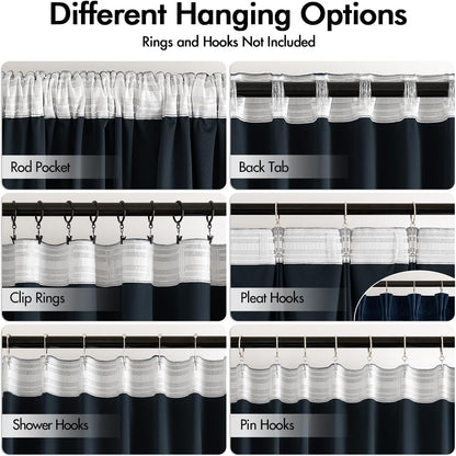 MIULEE Navy Blue Velvet Curtains 84 inches Long 2 Panels - Luxury Pinch Pleated Room Darkening Window Drapes for Bedroom Living Room Thermal Insulated Super Soft Blackout, Back Tab Rod Pocket