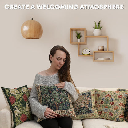 Charlotte Home Furnishings Throw Pillow Covers 16x16 in, Blue Strawberry Decorative Couch Pillow Covers, Boho European Tapestry Cushion Cases, Living Room Cozy Home Decor, Jacquard Woven Soft Cotton