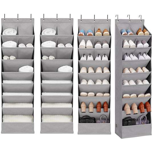 4 Pack Shoe Organizer with 6 Extra Large Pockets and 4 Large Pocket, Over the Door Sturdy Closet