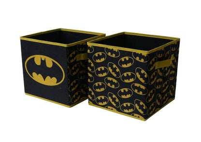 Batman Collapsible Storage Cubes – Set of 2 Foldable Fabric Bins for Kids – Organizer Boxes with