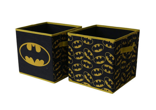 Batman Collapsible Storage Cubes – Set of 2 Foldable Fabric Bins for Kids – Organizer Boxes with