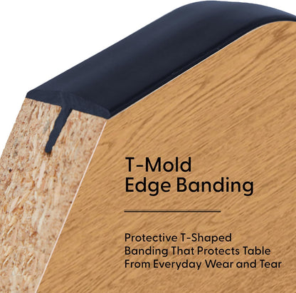 Factory Direct Partners FDP Rectangle Activity School and Kids Classroom Table (24 x 48 inch), Toddler Legs, Adjustable Height 15-24 inches - Oak Top and Navy Edge