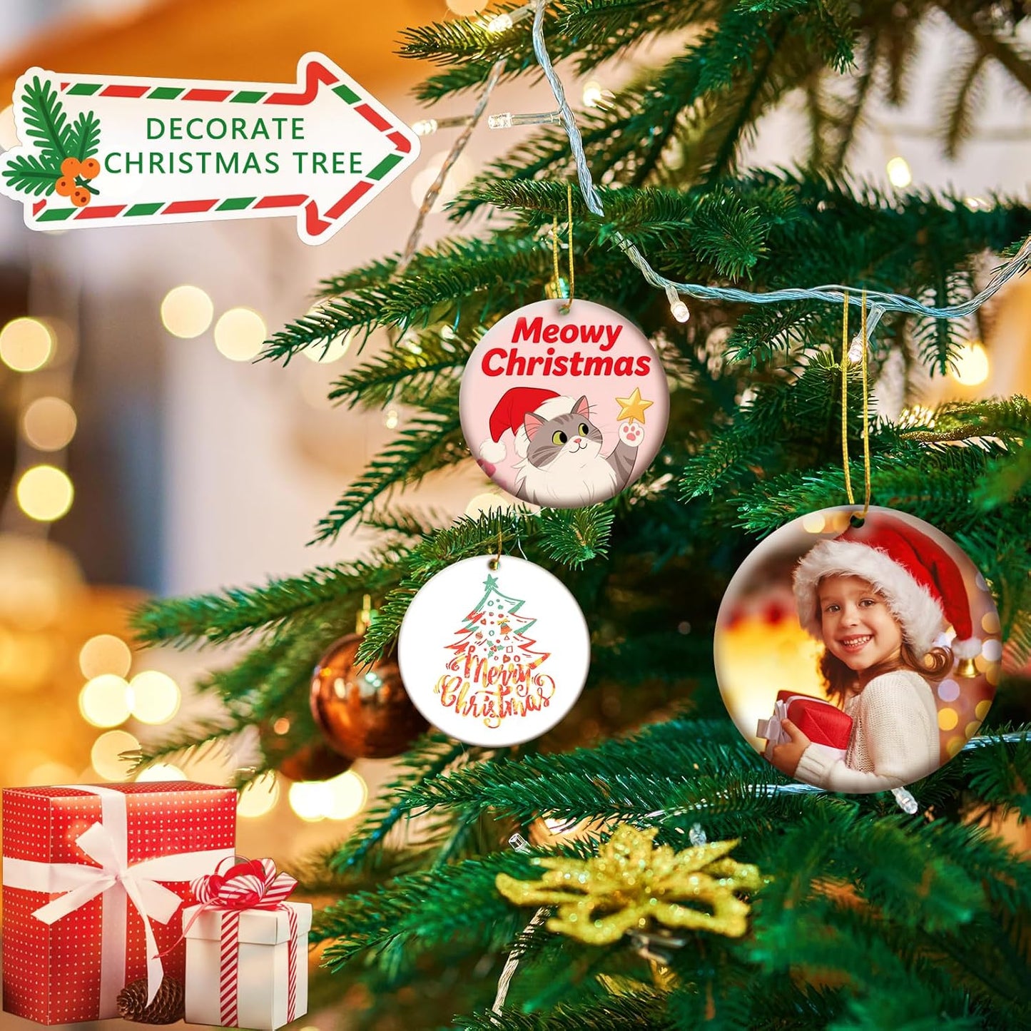 25 PCS Ceramic Sublimation Ornament Blanks Bulk 3 Inch White Round Crafts DIY Personalized Printed Christmas Home Porcelain Paintable Decorate