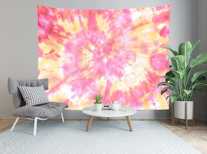 Loccor 8x6ft Tie Dye Tapestry Light Orange Watercolor Craft Dirty Tie-Dye Textile Abstract Chaotic Hippie Tapestry Wall Hanging for Living Room Bedroom Decor （Pattern Painted on Polyester Fabric）