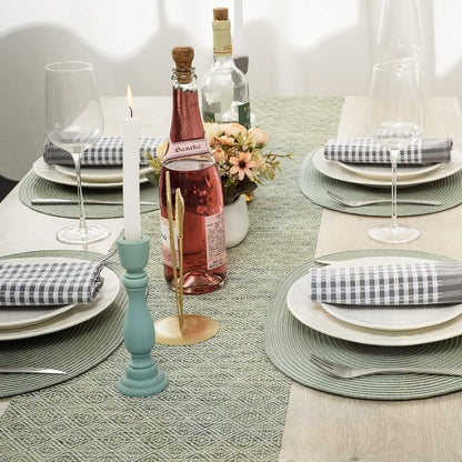 AHHFSMEI Placemats Set of 8 for Dining Table Washable Woven Vinyl Non-Slip 18x12 inches Placemat Heat-Resistant Durable Table Mats for Dining Table Easy to Clean (Sage Green, 8)