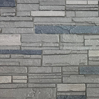 OTECKO 6-Pack Faux Stone Wall Panel 48 in x 13 in x 2 in Stacked Stone High Density Polyurethane Wall Siding Panels 24 sq ft, Easy Install, Interior/Exterior Volcano Ash (Dark Gray)