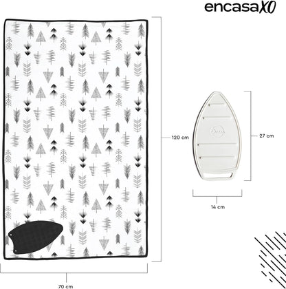 Encasa XO Ironing Mat/Pad (Large 48"x28") with 3mm Padding & Silicone Iron Rest for Steam Pressing on Tabletop or Bed - Heat Resistant, Portable, Quilting & Travel Blanket - Black Arrow