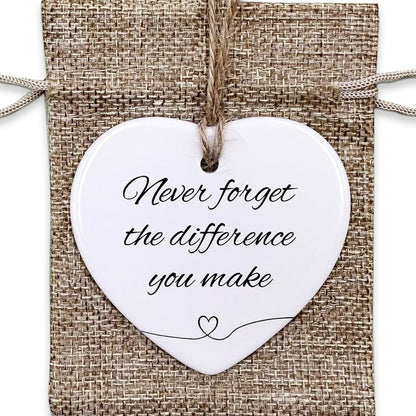 Thank You Gifts for Women Men - Never Forget The Difference You Make Ceramic Ornament Keepsake Appreciation, Retirement Gifts for Women Men, Farewell, Goodbye, Leaving Ideas for Coworker, Boss