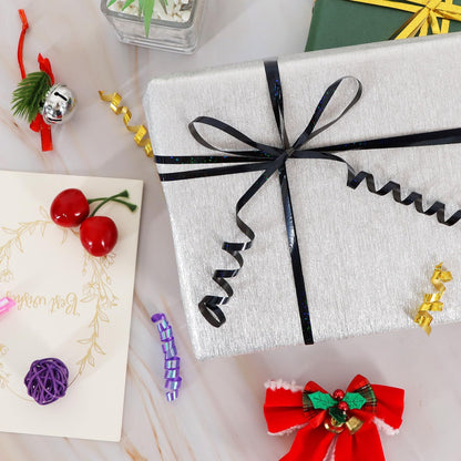 BEISHIDA 500 Yards Black Ribbon Crimped Curling Shiny Metallic Balloon String Roll Gift Wrapping Ribbon for Birthday Halloween Party Decoration