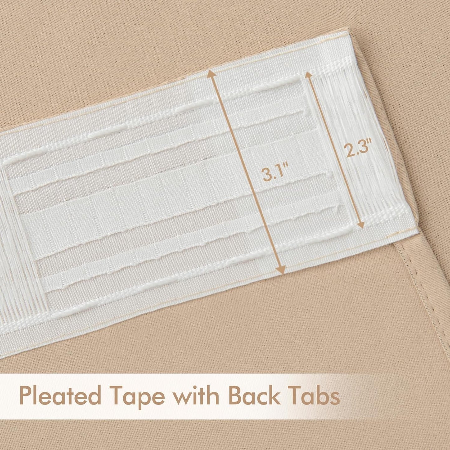 MIULEE Back Tab Beige Curtains 84 Inch Length 2 Panels Set for Living Room Bedroom, Cream Rod Pocket/Pinch Pleated Light Blocking Thermal Insulated Room Darkening Blackout Curtains 84 Inches Long