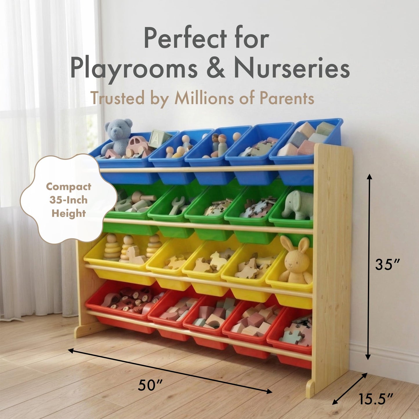 Humble Crew Kids Toy Organizer with 20 Bins, 4 Tier Storage for Playroom