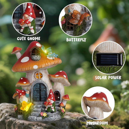 Hodao Spring Garden Mushroom Gnomes Decorations Mushroom House Ornaments Decor for Porch, Garden Yard Spring Lighting House for Outdoor Decor Birthday Gifts for Mom, Grandma,Women