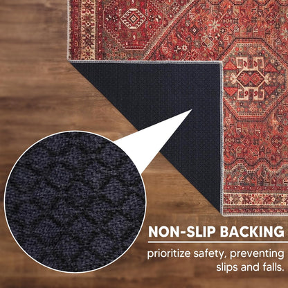 Keen Home Design 4x6 Rug - Machine Washable Area Rug with Non-Slip Backing, Ideal for Living Room, Dining Room, Bedroom - Vintage, Easy Clean, Durable, Low Pile Rug - (4' x 6')