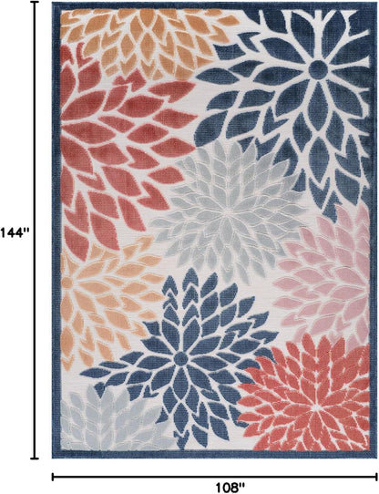 Beverly Rug Outdoor Rug 9x12 Large Modern Floral Tropical Area Rugs for Indoor and Outdoor Patio Easy to Clean Non Shedding Living Room Porch Garden Washable Outside Carpet (9 x 12 Multicolor)