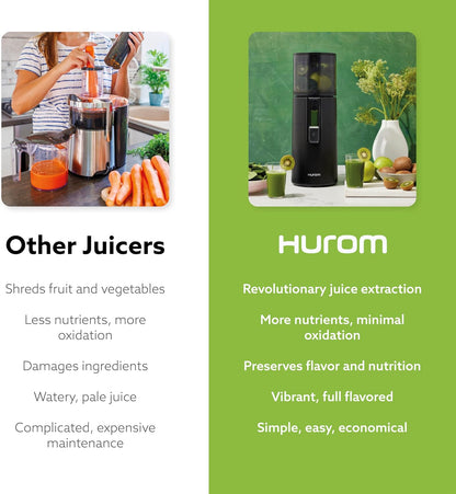 Hurom H400 Cold Press Juicer Machine, Award Winning Masticating Slow Juicer, Easy to Clean, Strainer & Hands Free with Self Feeding, Wide Mouth Hopper, Easy Assembly (White)