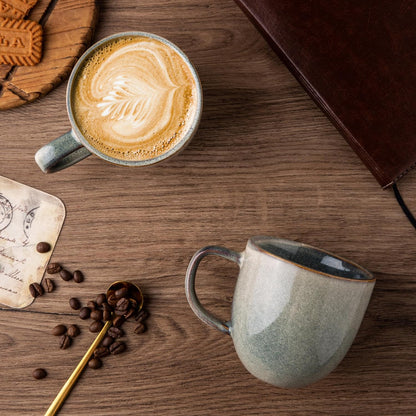 AmorArc 12oz Coffee Mugs, Ceramic Coffee Mugs set of 6 for Man, Woman, Dad, Mom, Modern Coffee Cups with handle for Latte/Cappuccino/Milk/Cocoa. Dishwasher&Microwave Safe, Reactive Glaze