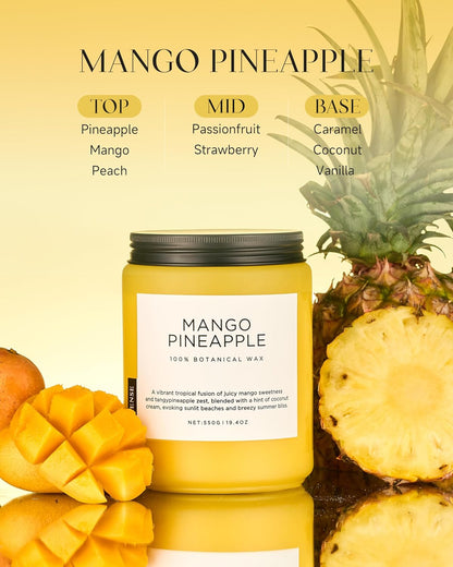 M&SENSE Mango Pineapple Scented Candle, 19.4oz Non Toxic Natural Soy Wax 110 Hours Long Lasting Burn Fruit Scent Summer Gifts for Housewarming, 2 Wick Aromatherapy Candle for Women Men Family Friends