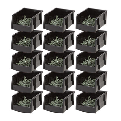 IRIS USA 15-Pack, Extra Small Stackable Storage Bins, Black