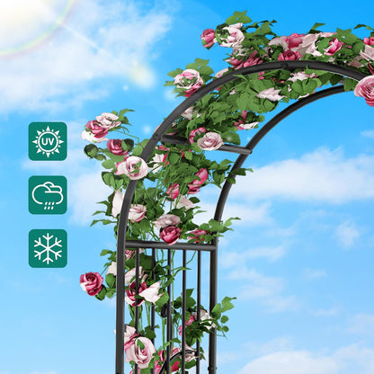 YITAHOME 87" H Metal Garden Arbor with Gate & Planter Boxes, Black Archway for Weddings Ceremonies, Garden Arch Outdoor for Roses & Climbing Plants on Patio, Lawn & Backyard