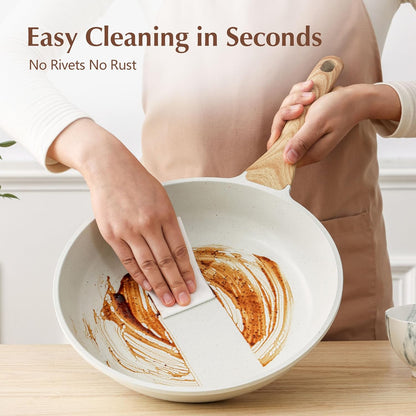 SENSARTE Nonstick Ceramic Frying Pan Skillet with Lid, 11 Inch Omelet Pan, Healthy Non Toxic Chefs Pan, Induction Compatible Egg Pan with Heat Resistant Handle, Free of Intentionally Added PFAS/PTFE
