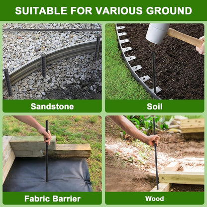 AAGUT Rebar Stakes 24 Inch 10 Pcs Landscape Timber Spikes 1/2", Heavy Duty Straight Garden Plant Stakes for Concrete Forming, Ground Anchors with Chisel Point End, Black