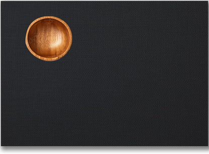 Placemats Set of 12 - Easy Clean Woven Vinyl Placemats for Dining Table, Indoor/Outdoor Place Mats, Washable PVC Table Mats（Black）