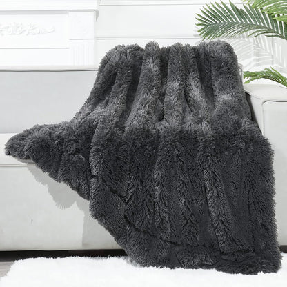 GONAAP Fuzzy Faux Fur Throw Blanket Twin Size Dark Grey Super Soft Cozy Plush Fuzzy Shaggy Blanket for Couch Sofa Bed (Dark Grey, Twin(60"x80"))