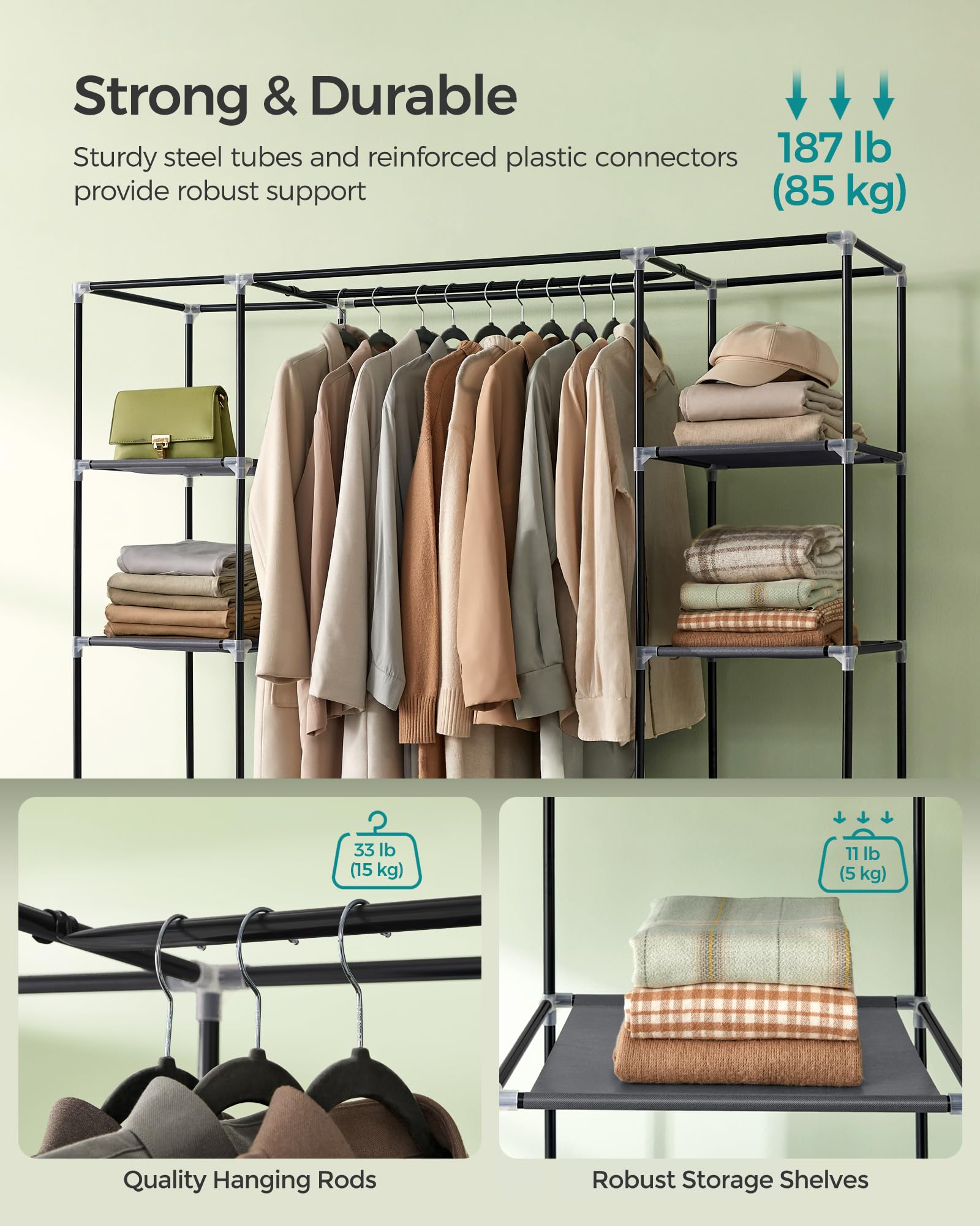 SONGMICS Closet Wardrobe, Portable Closet, Clothes Storage Organizer