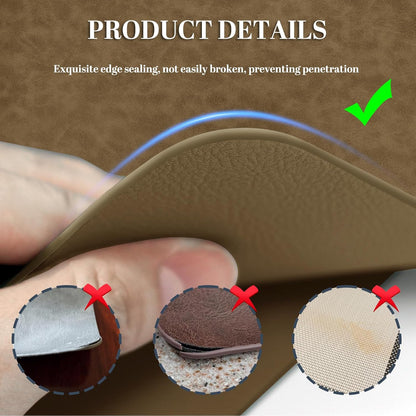 BLESWIN Faux Leather Placemats, Set of 6, 12×17 Inch -Double Side Texture Color Table Mats, Heat-Resistant, Waterproof and Oil-Resistant, Suitable for Dining Room, Kitchen, Party, Outdoor - Khaki