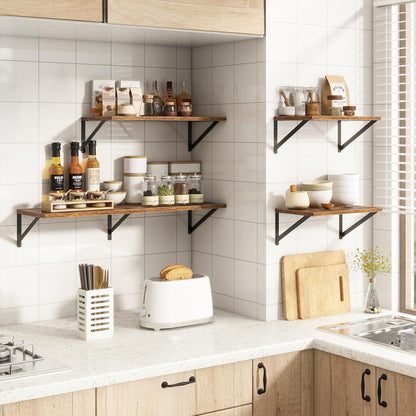 36"W x 10"D Floating Shelves, 10 Inch Deep Floating Shelves, Farmhouse Rustic Deep Wall Shelves for Home Decor, Wide Large Floating Shelf for Bathroom, Living Room, Kitchen, Study Room, Rustic Brown