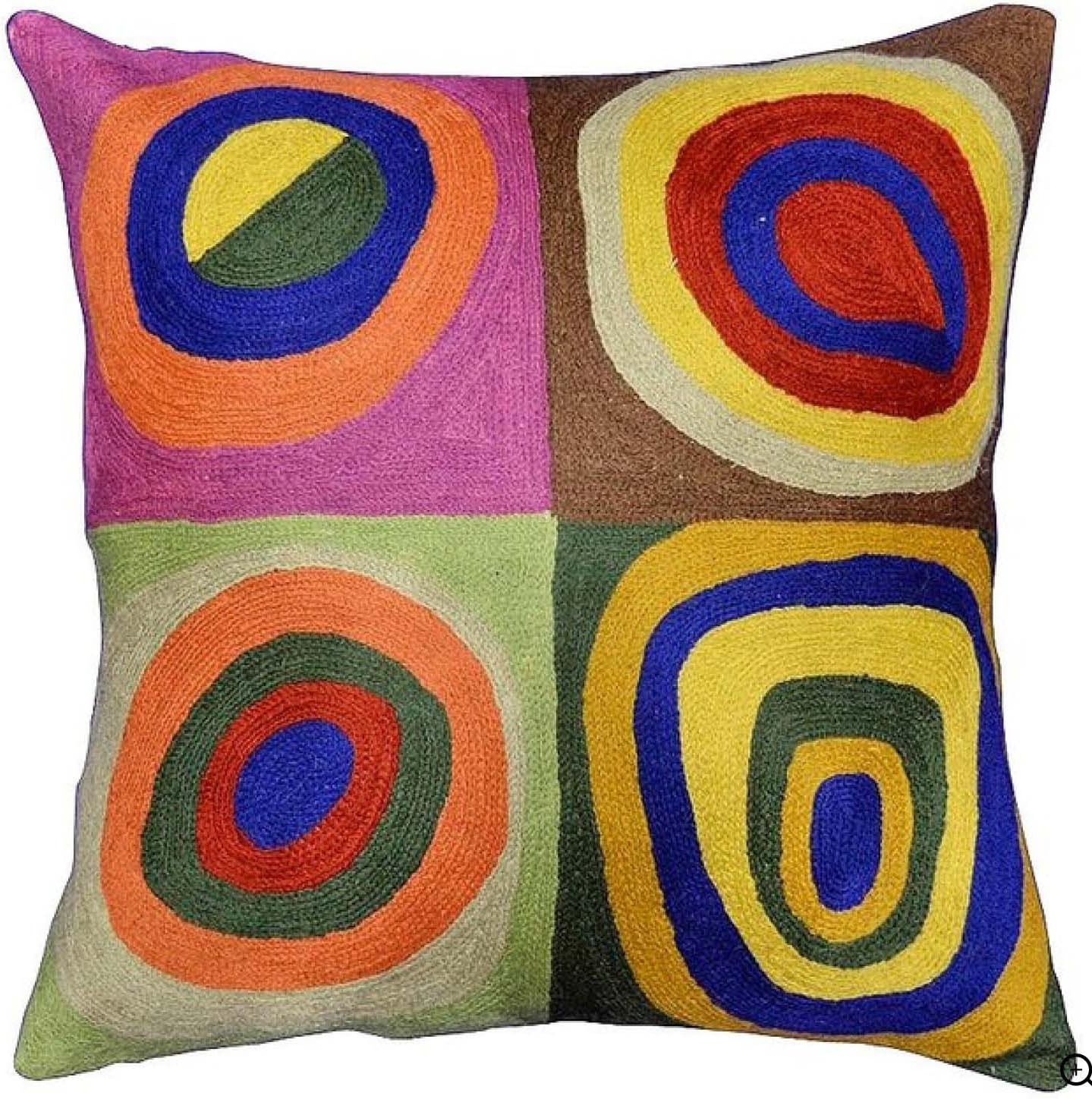 Kandinsky Abstract Pillow Cover - Quadrate | Modern Pillows | Modern Chair Cushion | Contemporary Pillow | Modern Farmhouse Pillows | Modern Couch Pillow | Handmade Wool Size 18x18