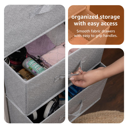 Amazon Basics Fabric 4-Drawer Storage Organizer Unit for Closet, Bedroom, White