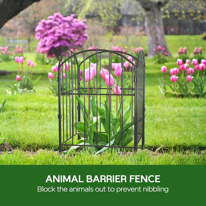 Goovilla Garden Fence, Total 20ft(L) x 24in(H) Garden Fencing Animal Barrier, 19 Pcs Rustproof Metal Fence Panels, Black No Dig Fence, Decorative Garden Fences and Borders for Dogs, Flower Bed, Patio