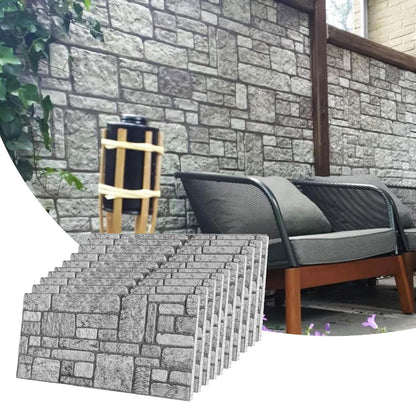 Dundee Deco 3D Wall Panels Faux Brick - Cladding, Grey Stone Look Wall Paneling, Styrofoam Facing for Living Room, Kitchen, Bathroom, Balcony, Bedroom, Set of 10, Covers 53 sq ft