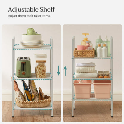 SONGMICS 3-Tier Storage Rack, Bathroom Shelf, Extendable Plant Stand with Adjustable Shelf, for