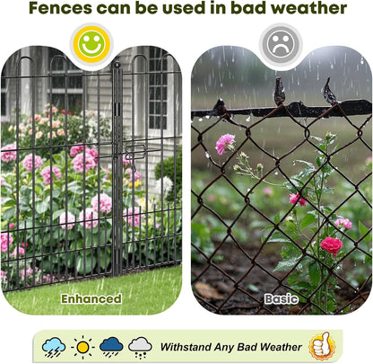 5 Panels Decorative Garden Fence with U-Shape and Latch Gate, 39.51in (H) X 11.54ft (L) Dog Fence Outdoor for Yard Security, Garden Fencing Includes Deep Stakes