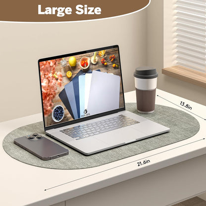 DOLOPL Oval Placemats Set of 6, Gray Faux Leather Heat Resistant Table Mats - Anti Slip Table Place Mats, Washable Wipeable Outdoor Placemats for Kitchen Dining Room Table Decorations(13.8"x21.6")