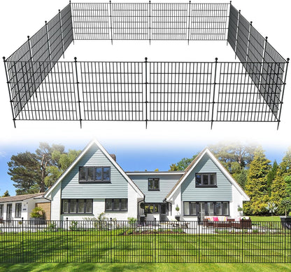 15 Panels No Dig Decorative Outdoor Garden Fence for Yard, 32 in(H) X 35.4 ft(L) Animal Barrier Fencing Rustproof Metal Wire Panel Border for Dog, Rabbits, and Patio Temporary Ground Stakes