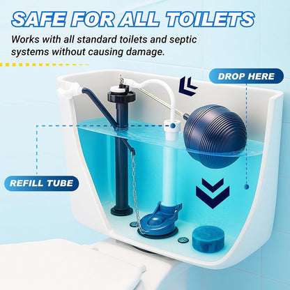 Automatic Toilet Bowl Cleaner Tablets – 20 Tabs - Blue Gel Toilet Tank Cleaners, Hard Water Ring Remover, Septic-Safe Heavy-Duty Stain & Smell Eliminator, Toilet Cleaning & Deodorizer