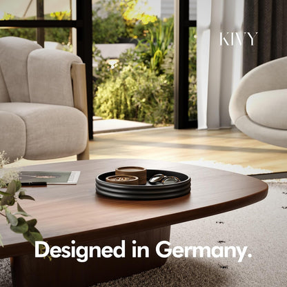 KIVY Round Decorative Concrete Tray 11x1,5 Inch - Modern Circle Coffee Table Bowl - Home Decor Table Tray for Livingroom & Bedroom - Modern Decorative Trays - Black Flat Bowl - Centerpiece Trays