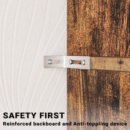 IRONCK Kitchen Pantry 72" Height, with 8 Hanging Shelves, 2 Drawers and Open Storage Cabinet, Freestanding Cupboard for Dining Room Living Room,Vintage Brown