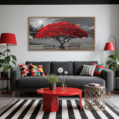 Large Framed Wall Art for Living Room Large Mangrove Landscape Modern Art for Wall Decor Living Room, Bedroom, Office, Home Wall Decor 24x48 inches(With Soild Wood Dark Framed)