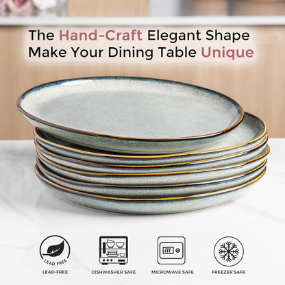 AmorArc Ceramic Dinnerware Sets,Handmade Reactive Glaze Stoneware Plates and Bowls Sets,Highly Chip and Crack Resistant | Dishwasher & Microwave Safe Dishes Set,Service for 4 (12pc)