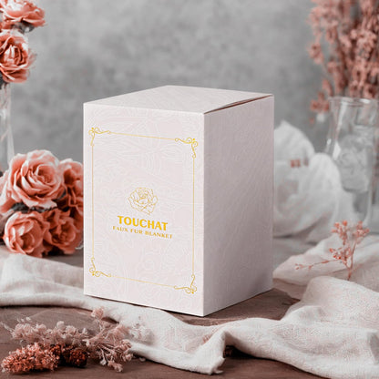 Touchat Ruched Faux Rabbit Fur Blanket, 700 GSM Luxury Dual-Sided Soft Cozy Blanket, Fuzzy Fluffy Plush Throw for Bed, Couch and Sofa - 60"x80", Cream White