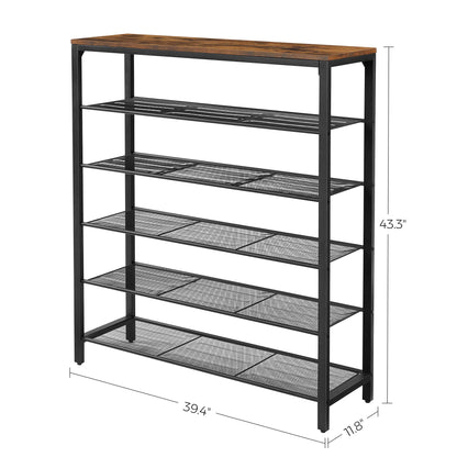 VASAGLE 6-Tier Shoe Rack, Shoe Organizer for Closet, Entryway, 24-30 Pairs of Shoes, Large Shoe