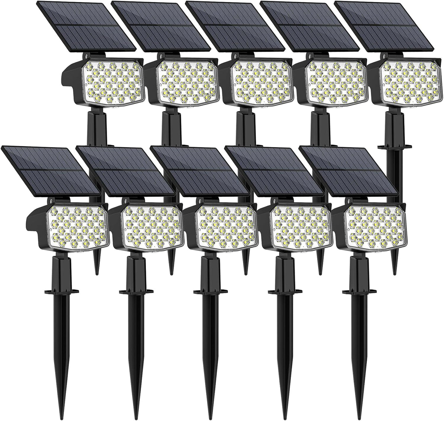 WELALO Solar Spot Lights Outdoor, [10 Pack/3 Modes] Solar Landscape Spotlights, Adjustable Solar Powered Security Lights, IP65 Waterproof Wall Lights for Walkway, Yard, Garden, Driveway (Cool White)