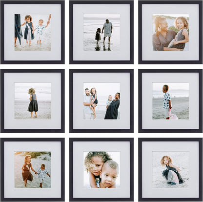 Sheffield Home 9 Piece Gallery Wall Frame Set, 12x12 in. Matted to 8x8 in. (Matte Black)