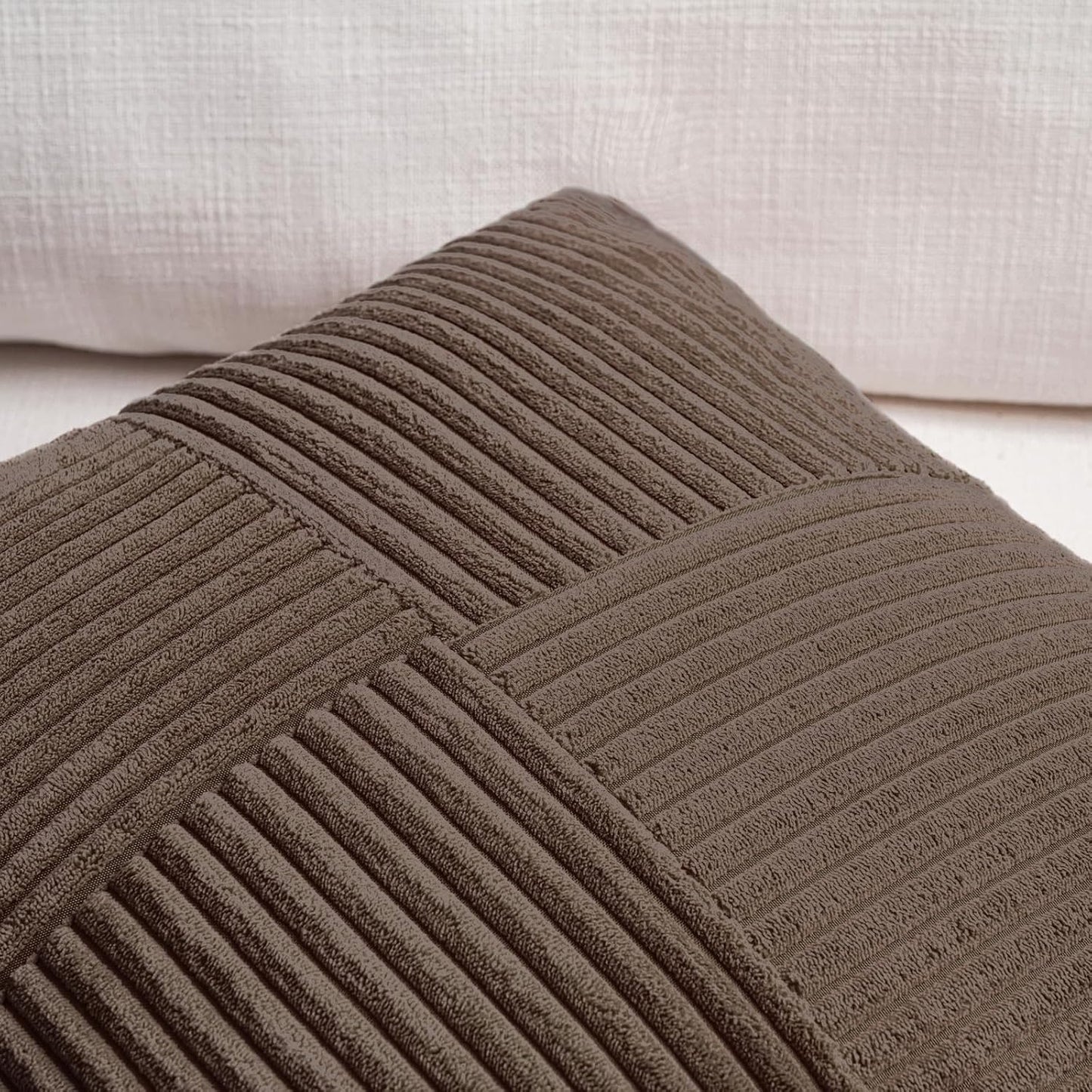 Fancy Homi 2 Packs Dark Brown Long Lumbar Decorative Throw Pillow Covers 12x24 Inch for Couch Bed Sofa, Rustic Farmhouse Boho Home Decor, Soft Striped Corduroy Rectangle Accent Cushion Case 30x60 cm