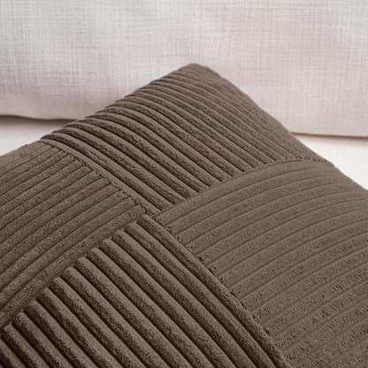 Fancy Homi 2 Packs Dark Brown Lumbar Decorative Throw Pillow Covers 20x28 Inch for Living Room Couch Bed, Rustic Farmhouse Boho Home Decor, Soft Striped Corduroy Rectangle Accent Cushion Case 50x70 cm